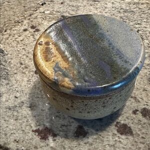 Handcrafted Ceramic Butter Bell - Blue and Brown